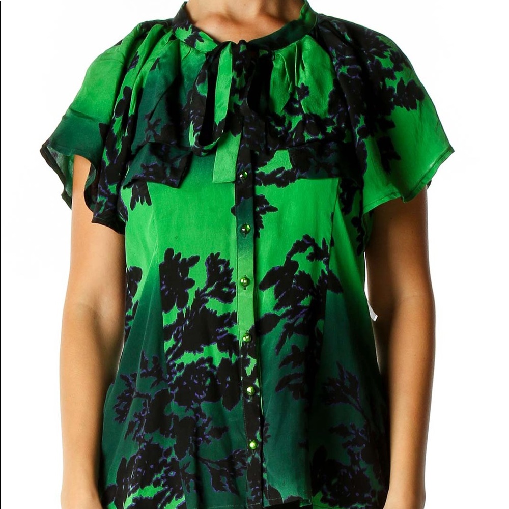 DEPT green floral top